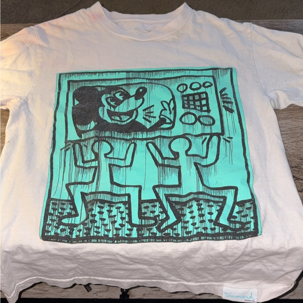 Diamond Supply Co. White Tee with Teal and Black Graphic
